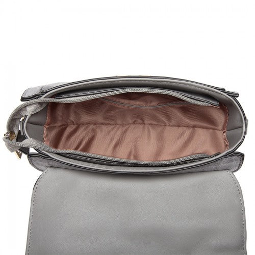 Miss Lulu Matte Leather Midi Handbag - Grey