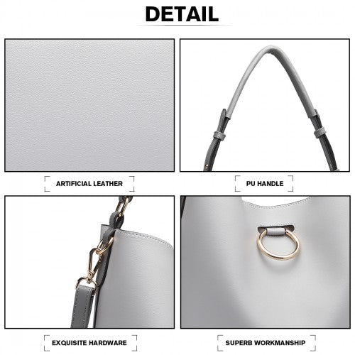 Lulu 2 Piece Bucket Tote Bag Set - Grey