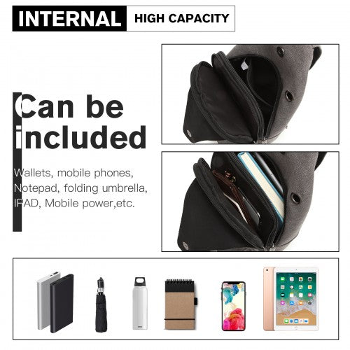 Kono Casual Canvas Single Strap Sling Backpack - Grey