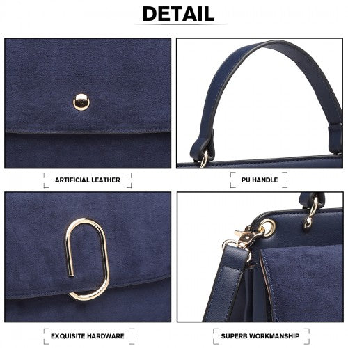 Miss Lulu Stylish Ladies Leather Handbag Shoulder Bag - Navy