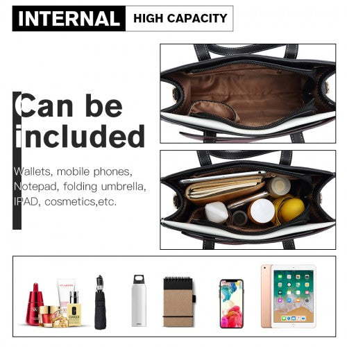 Miss Lulu Contrast Panel Shoulder Bag - Red