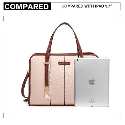 Miss Lulu Structured Panel Shoulder Bag - Pink
