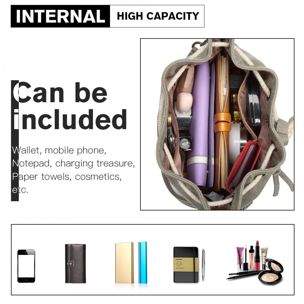 Miss Lulu Sparkle Canvas Drawstring Cross Body Bag - Grey