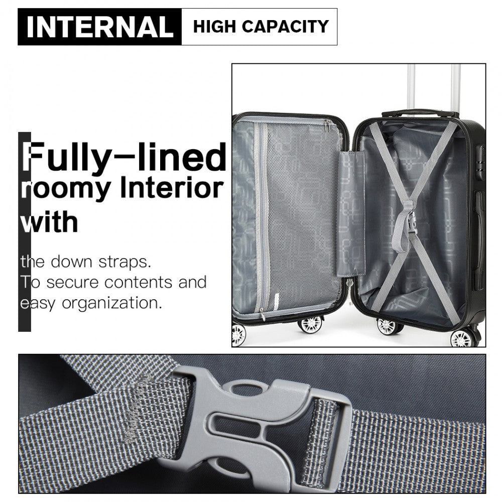 Kono Multifaceted Diamond Pattern Hard Shell 20 Inch Suitcase - Navy