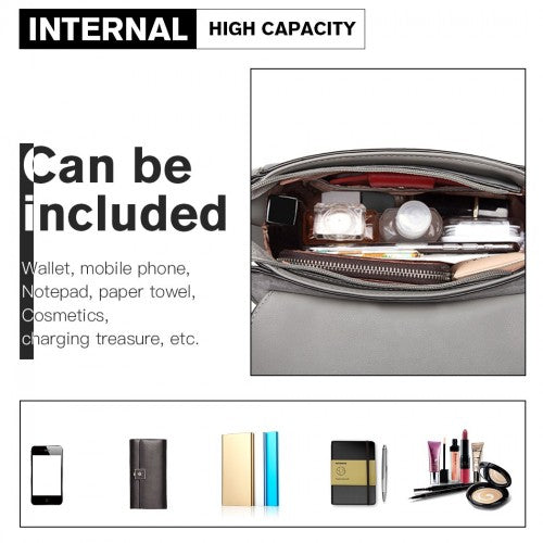 Miss Lulu Matte Leather Midi Handbag - Grey