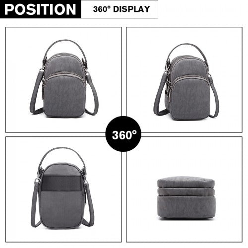 Kono Compact Multi Compartment Cross Body Bag - Grey