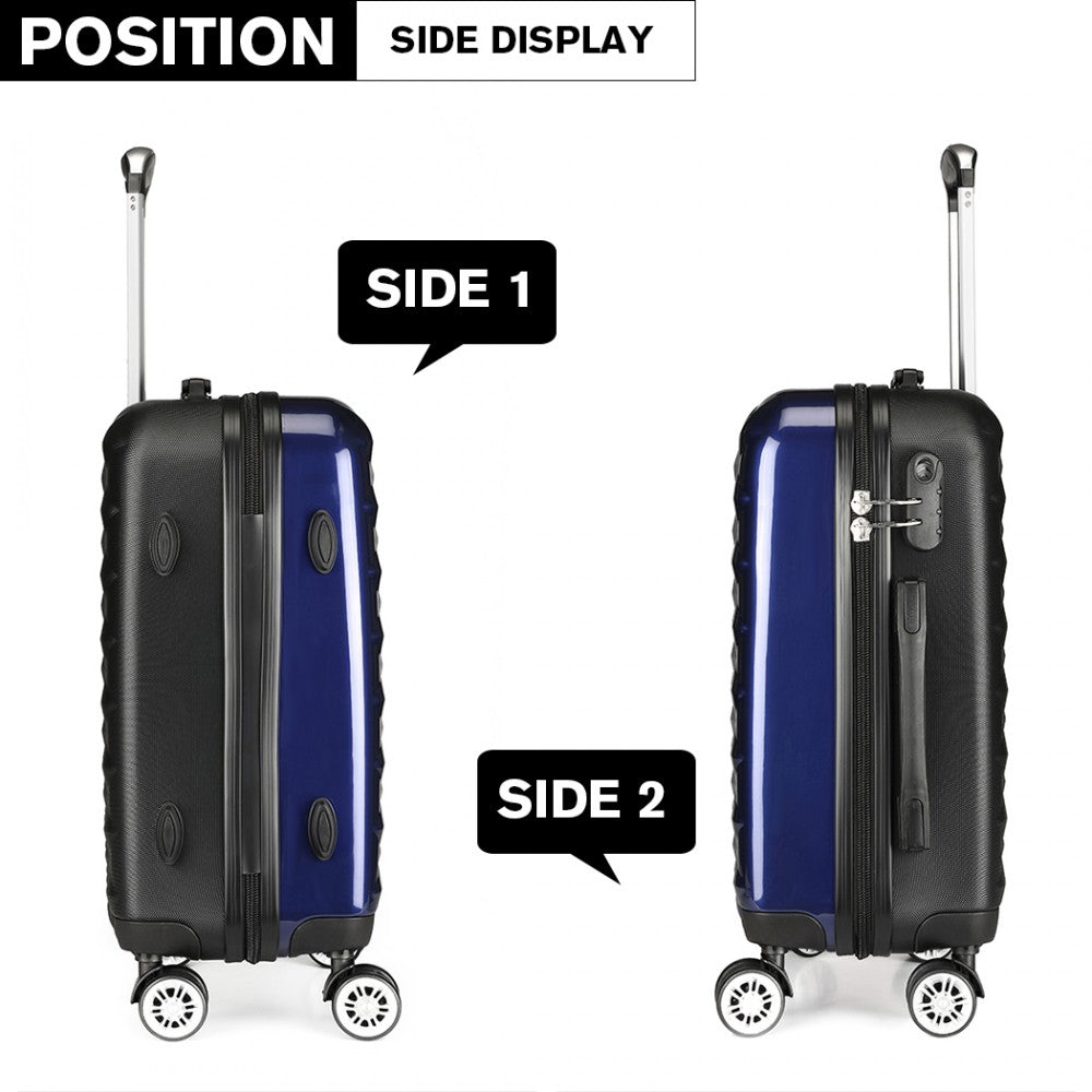 Kono Multifaceted Diamond Pattern Hard Shell 20 Inch Suitcase - Navy