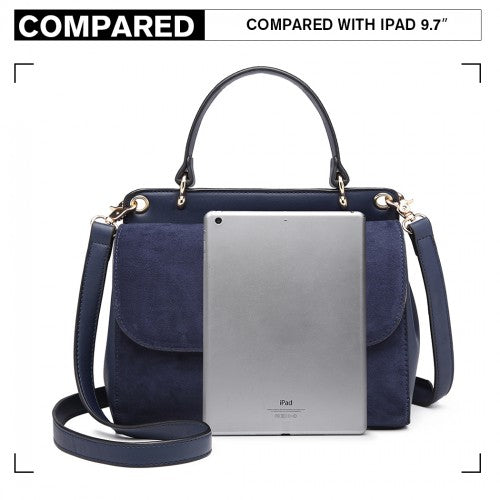 Miss Lulu Stylish Ladies Leather Handbag Shoulder Bag - Navy