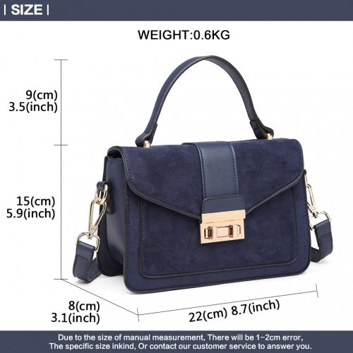 Miss Lulu Matte Leather Midi Handbag - Navy