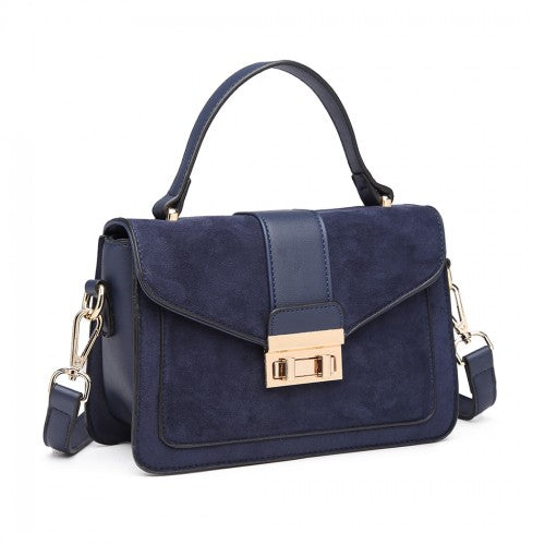 Miss Lulu Matte Leather Midi Handbag - Navy