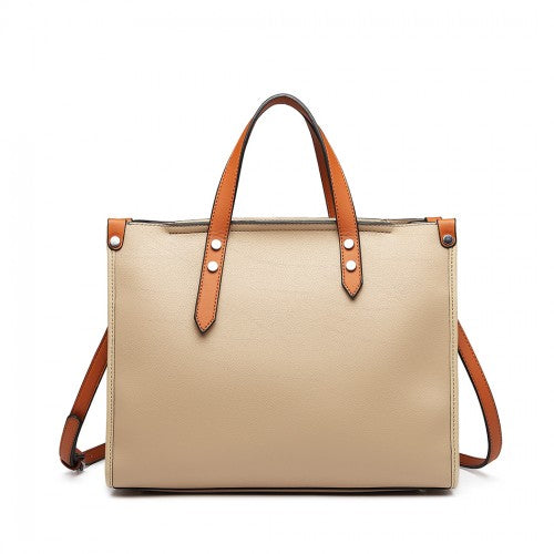 Miss Lulu Structured 2 Piece Shoulder Bag Set - Khaki