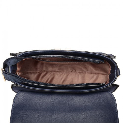 Miss Lulu Matte Leather Midi Handbag - Navy