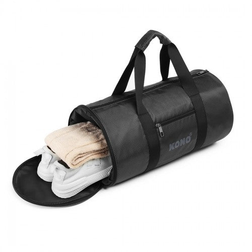 Kono Polyester Barrel Duffle Gym/Sports Bag - Grey