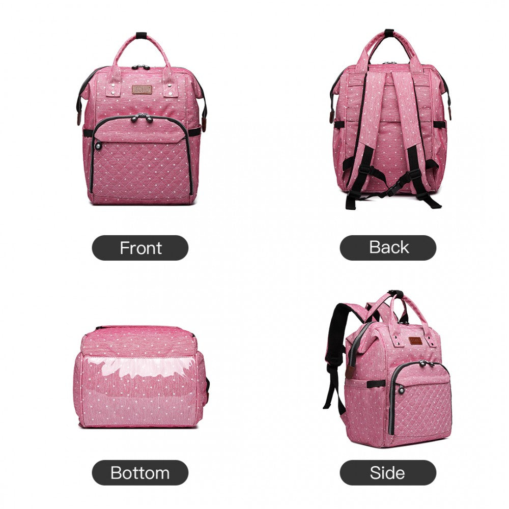 Kono Wide Open Designed Baby Diaper Changing Backpack Dot - Pink