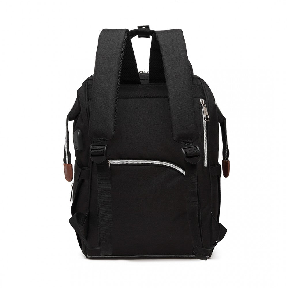 Kono Polka Dot Maternity Backpack Bag With USB Connectivity - Black