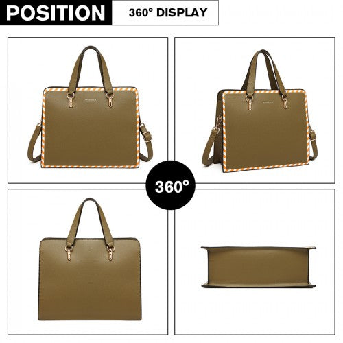 Miss Lulu Stripe Design Shoulder Bag - Green