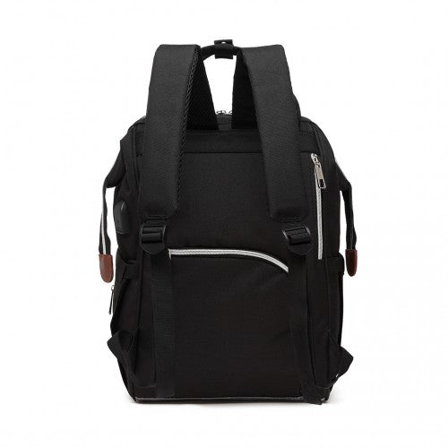 Kono Polka Dot Maternity Backpack Bag With USB Connectivity - Black