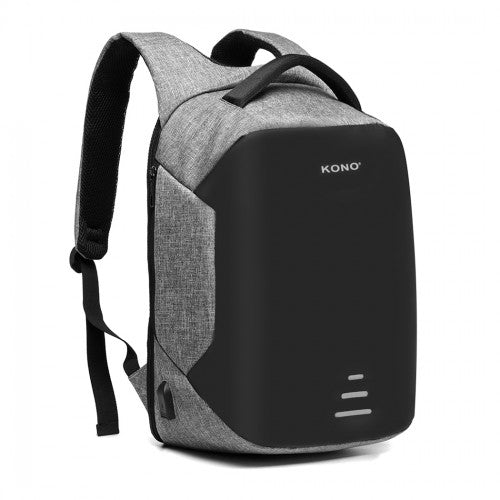 Kono Reflective USB Charging Interface Backpack - Grey