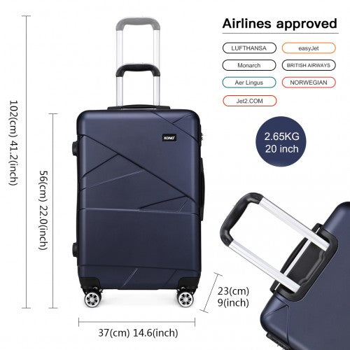 Kono 20 Inch Bandage Effect Hard Shell Suitcase - Navy