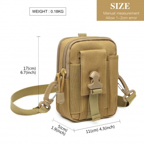 Kono Casual Small Canvas Cross Body Bag - Khaki