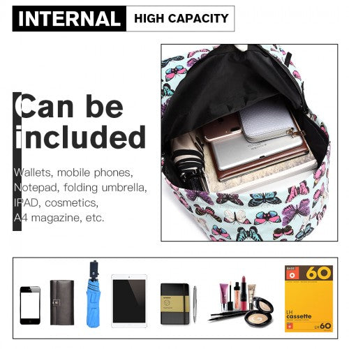 Miss Lulu Large Backpack Butterfly Blue