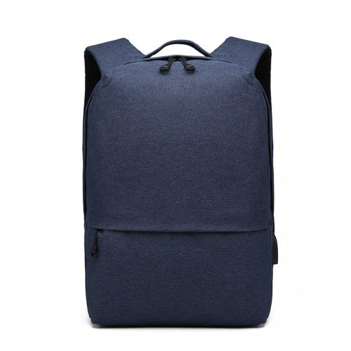 Kono Waterproof Basic Backpack With USB Charging Port - Blue