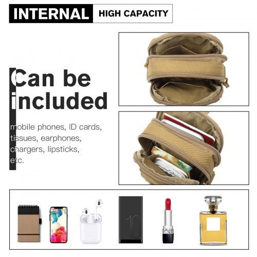 Kono Casual Small Canvas Cross Body Bag - Khaki