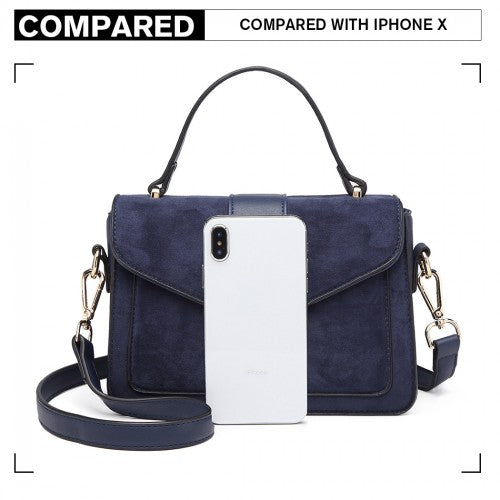 Miss Lulu Matte Leather Midi Handbag - Navy