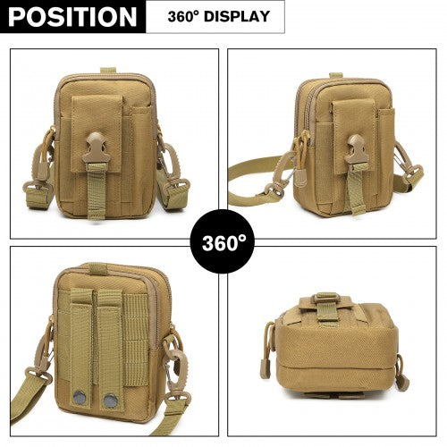 Kono Casual Small Canvas Cross Body Bag - Khaki