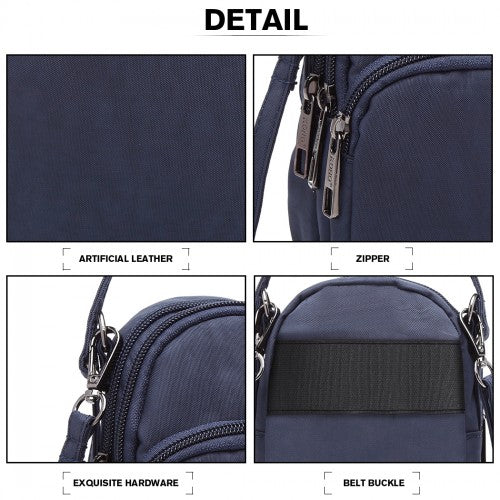 Kono Compact Multi Compartment Cross Body Bag - Navy Blue