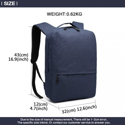 Kono Waterproof Basic Backpack With USB Charging Port - Blue