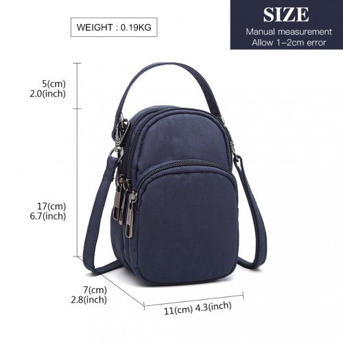 Kono Compact Multi Compartment Cross Body Bag - Navy Blue