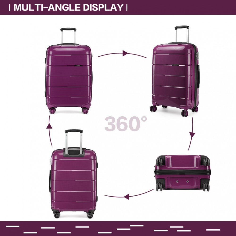 Kono 24 Inch Hard Shell PP Suitcase - Purple
