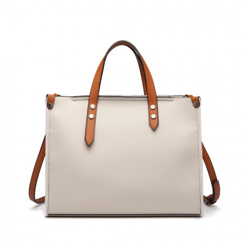 Miss Lulu Structured 2 Piece Shoulder Bag Set - Beige