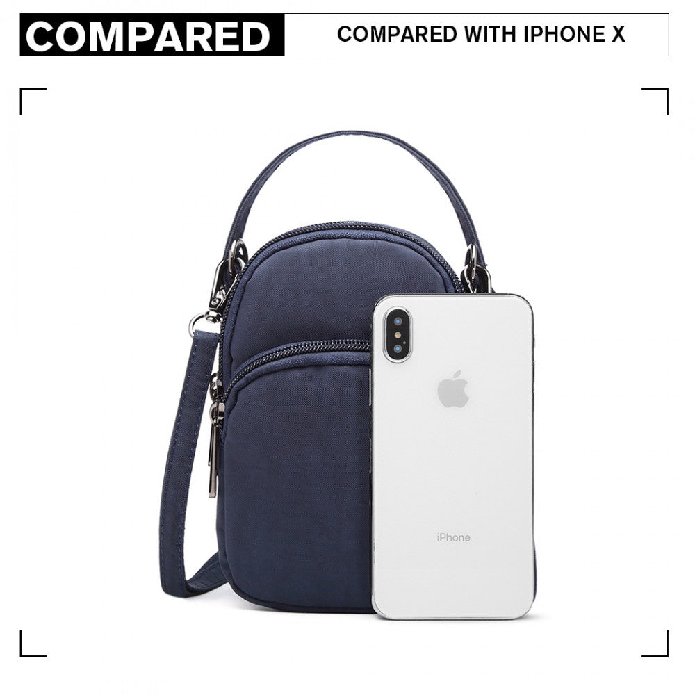 Kono Compact Multi Compartment Cross Body Bag - Navy Blue