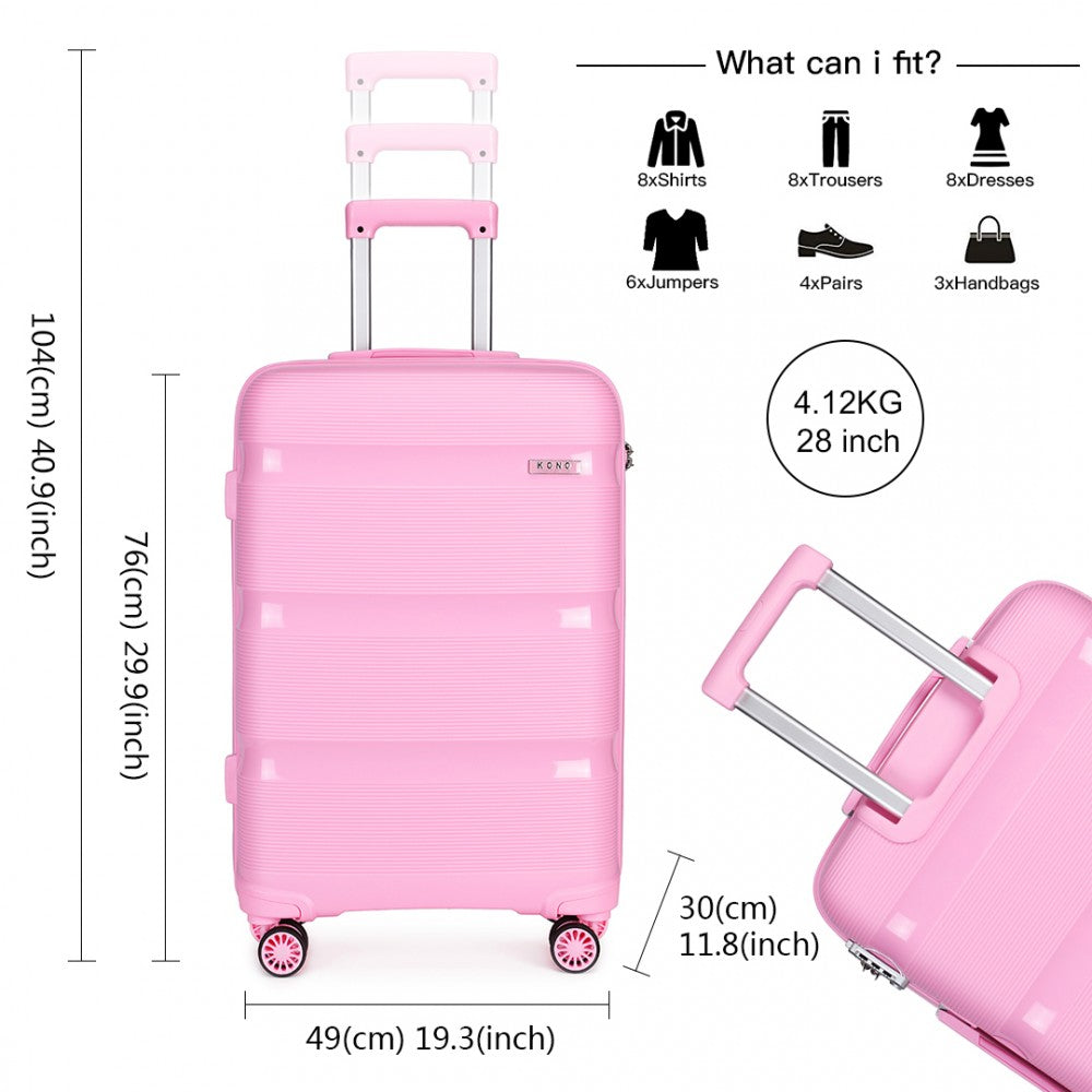Kono 28 Inch Bright Hard Shell Pp Suitcase - Classic Collection - Pink