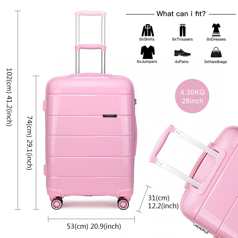 Kono 28 Inch Hard Shell PP Suitcase - Pink