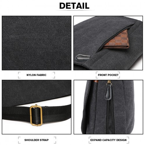 Kono Classic Expanding Messenger Bag - Black