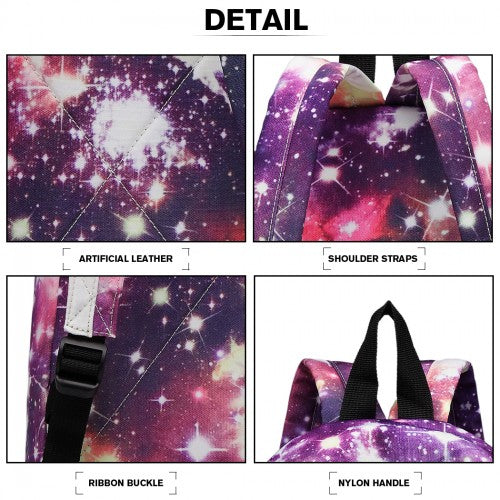Miss Lulu Large Backpack Universe - Purple