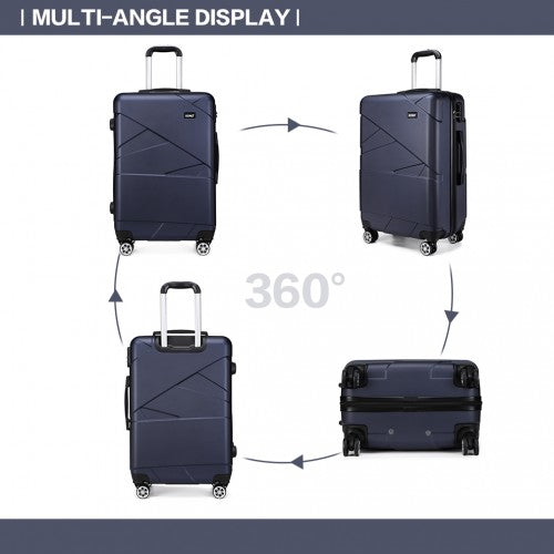 Kono 24 Inch Bandage Effect Hard Shell Suitcase - Navy