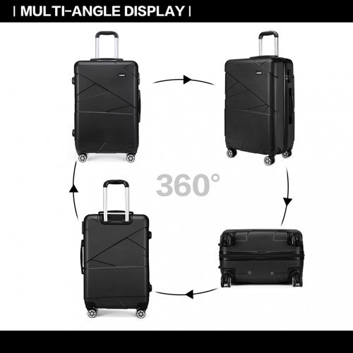 Kono 20-24-28” Bandage Effect Hard Shell Suitcase - Black