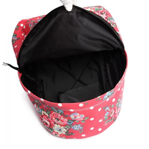 Miss Lulu Large Backpack Flower Polka Dot - Plum