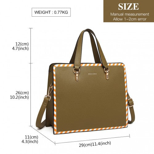 Miss Lulu Stripe Design Shoulder Bag - Green
