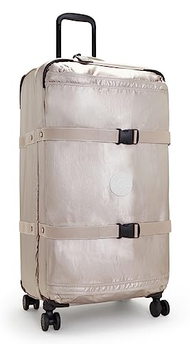 Kipling Spontaneous L, Large 4-Wheeled 360° Suitcase with Elastic Straps, TSA Lock, 78 cm, 101 L, Metallic Glow