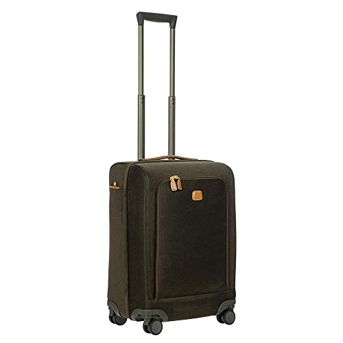 Bric's Soft Side Carry On and Check-in Suitcase Spinner for Travel, Life Collection, 55cm, Olive