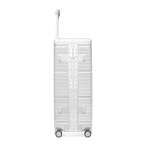 PRIMICIA GinzaTravel New Classic Aluminum Frame Fashion Bright Color Suitcase with TSA Lock No Zipper(Colorful Series), Milky White, Checked-Large 28", New Classic Aluminum Frame Fashion Bright Color