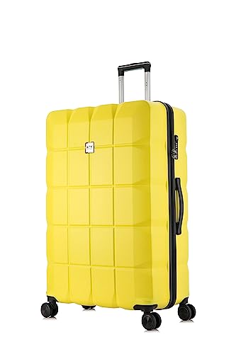 ATX Luggage Extra Large Suitcase Super Lightweight Durable ABS Hard Shell Suitcase with 4 Wheels and Built-in TSA Lock (Yellow, 32 Inches,132 Liter)
