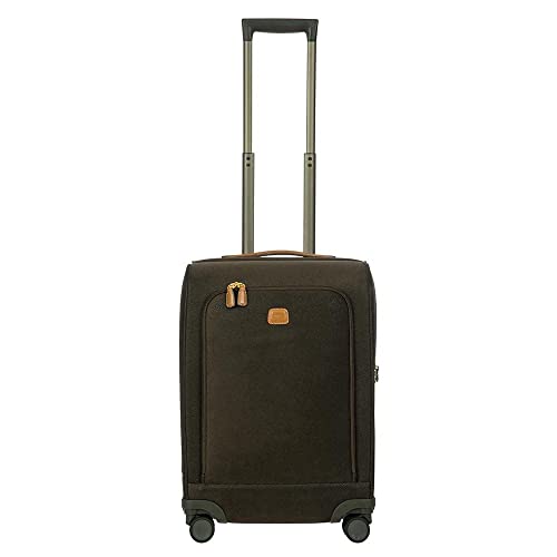 Bric's Soft Side Carry On and Check-in Suitcase Spinner for Travel, Life Collection, 55cm, Olive