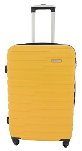 House Of Leather Medium Size Suitcase Hard Shell Four Wheel Luggage Conney Yellow