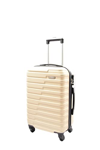 House Of Leather Cabin Size Four Wheel Suitcase Hard Shell Luggage Conney (Off White, Cabin)